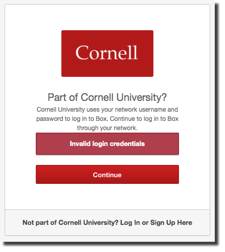 Box Invalid Login