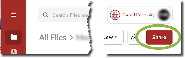 Select share from the Box folder options