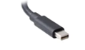 The Mini DisplayPort cable is smaller than HDMI and has straight sides.