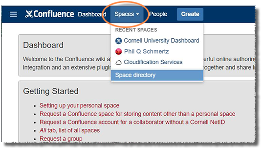 Select Spaces from the menu bar