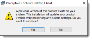 Update warning