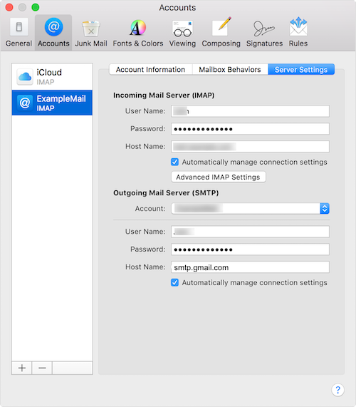 Change outgoing mail server (SMTP) host name to smtp.gmail.com 