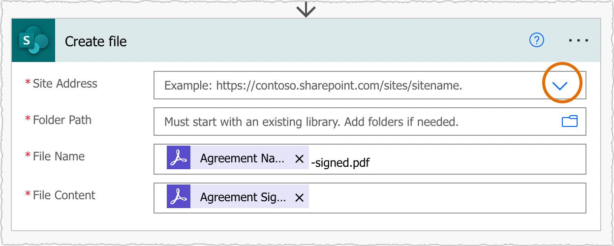 The folder icon is on the right side of the Site Address field. You can also type the path directly into the field.