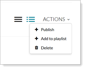 Video on Demand Actions dropdown menu