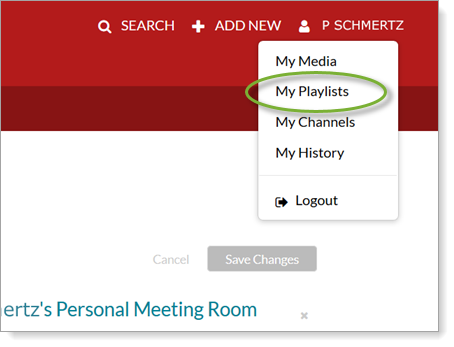 Video on Demand main user dropdown menu
