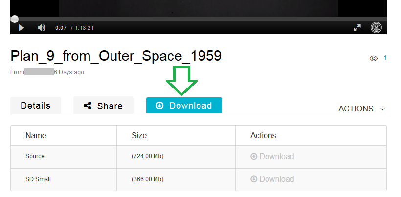 Picture of a Media File with the Download button highlighted
