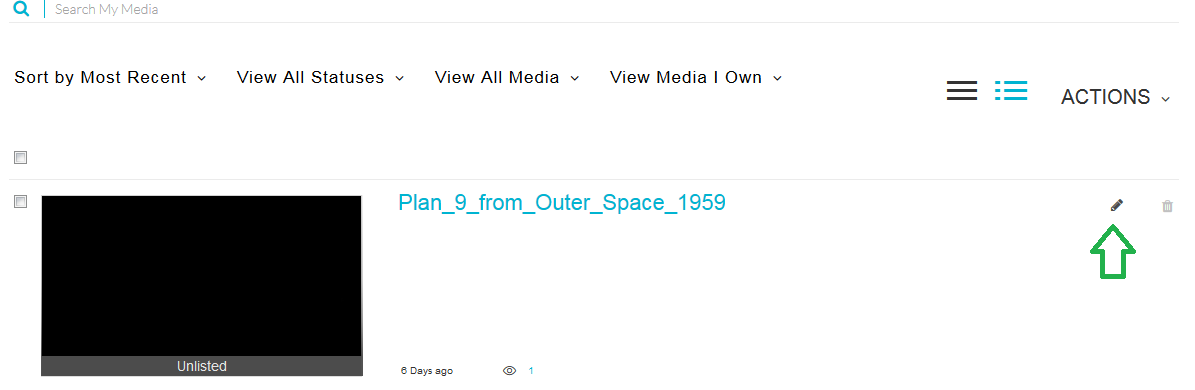 Picture of a media file with the Edit icon highlighted