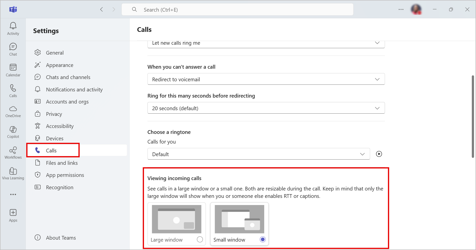 Screenshot of an incoming call in Microsoft Teams