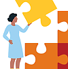 An individual places. a puzzle piece