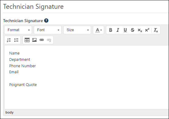 TDNext Technician Signature field.