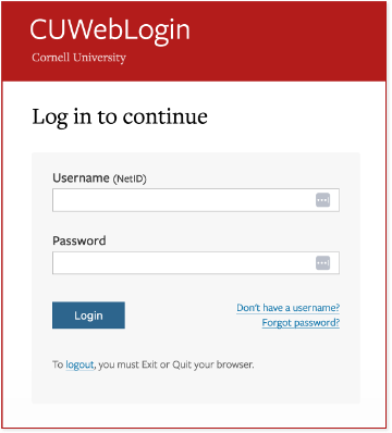 Standard CU WebLogin page