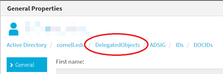 Delegated admin properties.