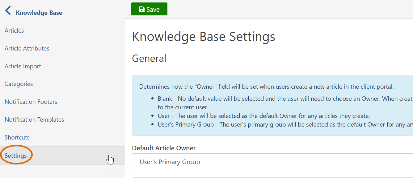 TDX menu with "settings" circled.