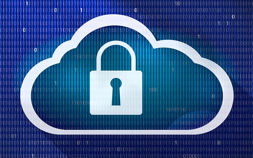 Cloud with coding and padlock