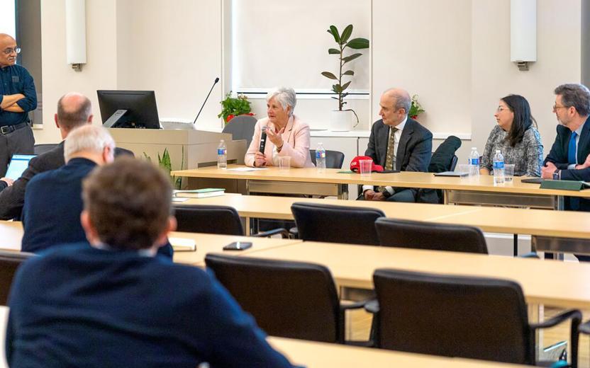 A panel of faculty from the SC Johnson College of Business addressed a range of issues 
