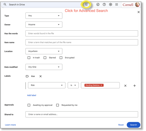 Google Advanced Search Window