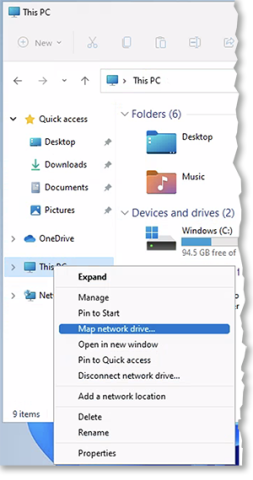 Map Network Drive Selection