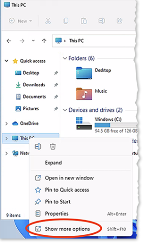 Show More Options Selected