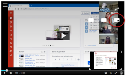 Video player with Picture in Picture icon (white rectangle with smaller dark rectangle in lower right corner) indicated