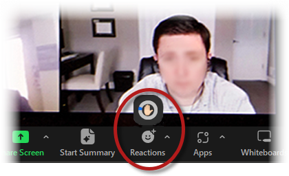 Screen capture of Zoom client showing timer for gesture recognition