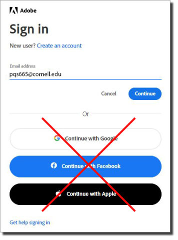 Do not choose the offered buttons -- enter in your email address in the email field.
