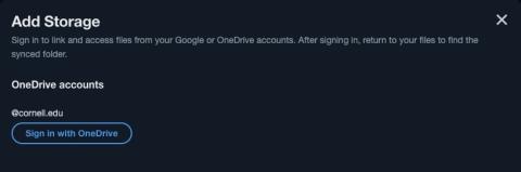 screenshot of workspaces applications onedrive dialogue box