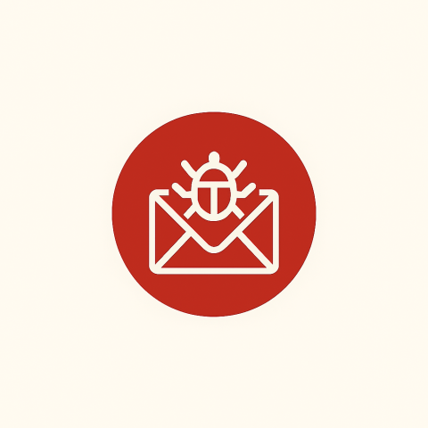 An email icon with a bug on it